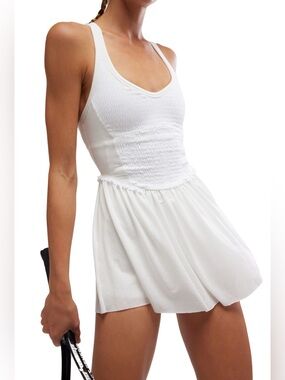 White Smocked Tennis Dress